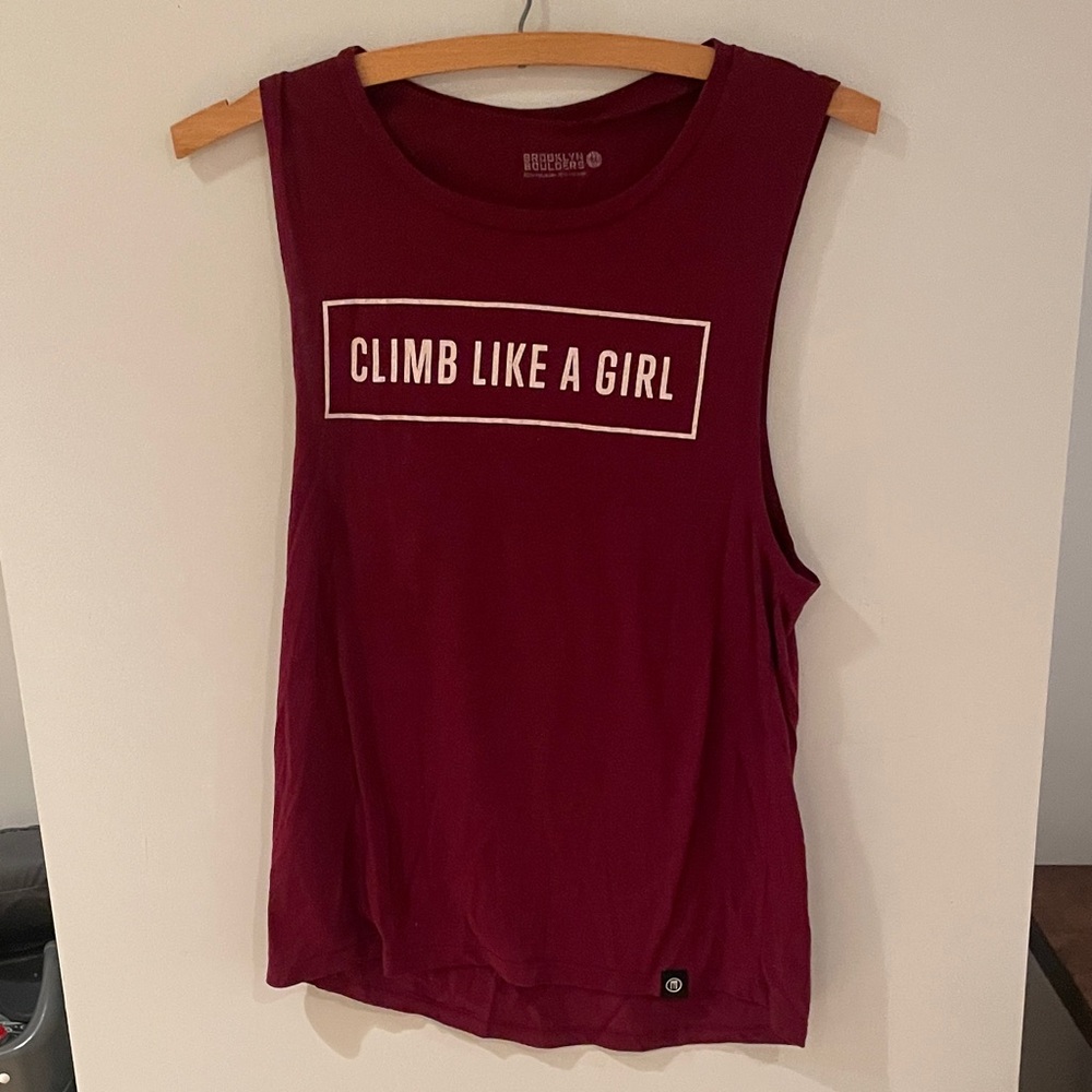 Brooklyn Boulders Climb Like a Girl Burgundy Muscle Tee
